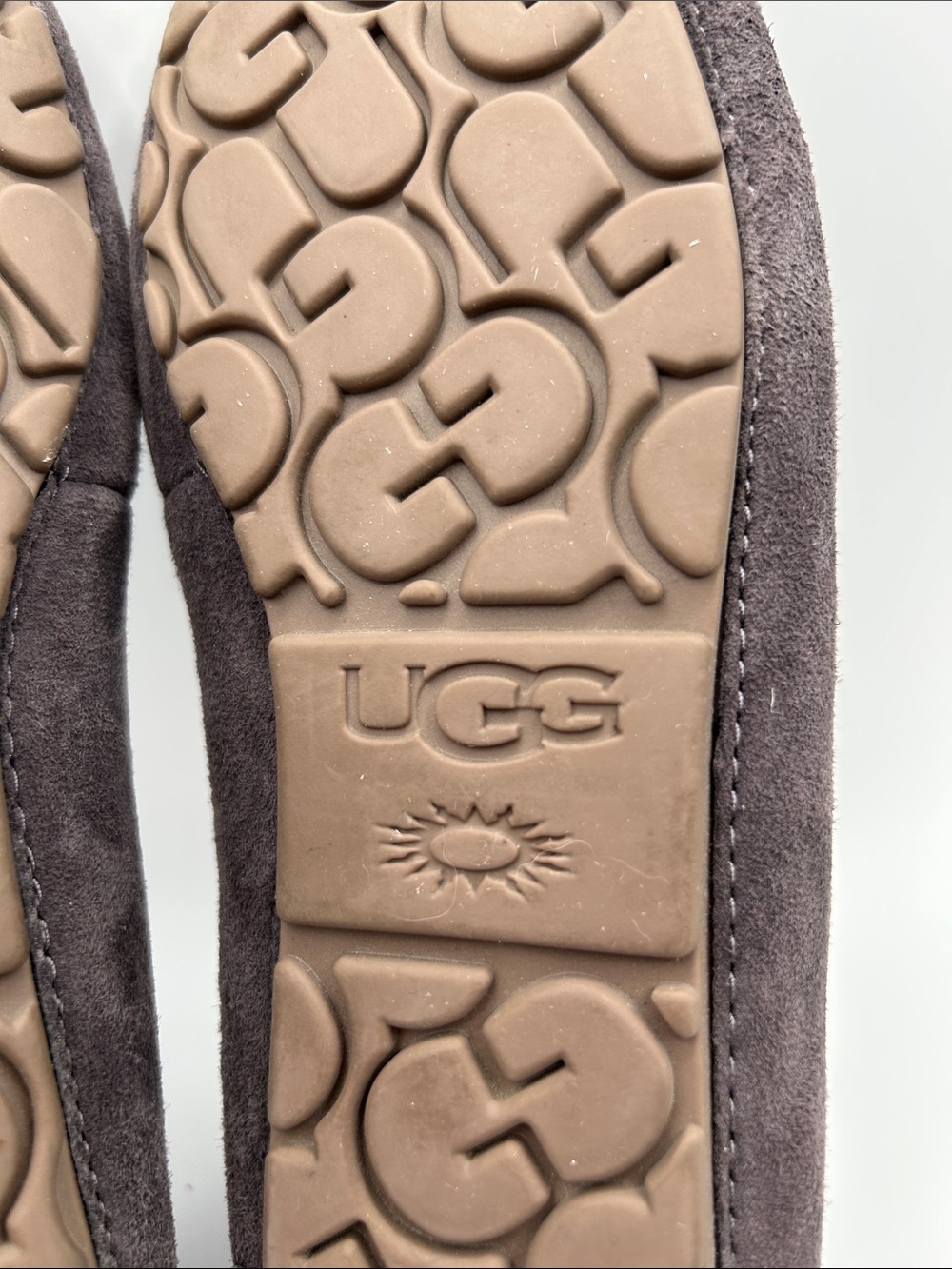UGG Ansley Blossom Gray Suede Moccasin Slippers with Plush Shearling Lining - Picture 10 of 16